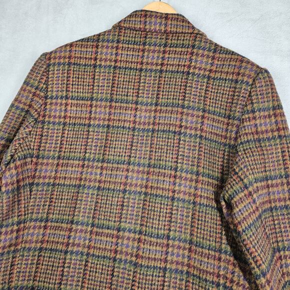 Vintage Eddie Bauer Blazer Womens Large 100% Wool Academia Style Brown Plaid - Picture 12 of 16